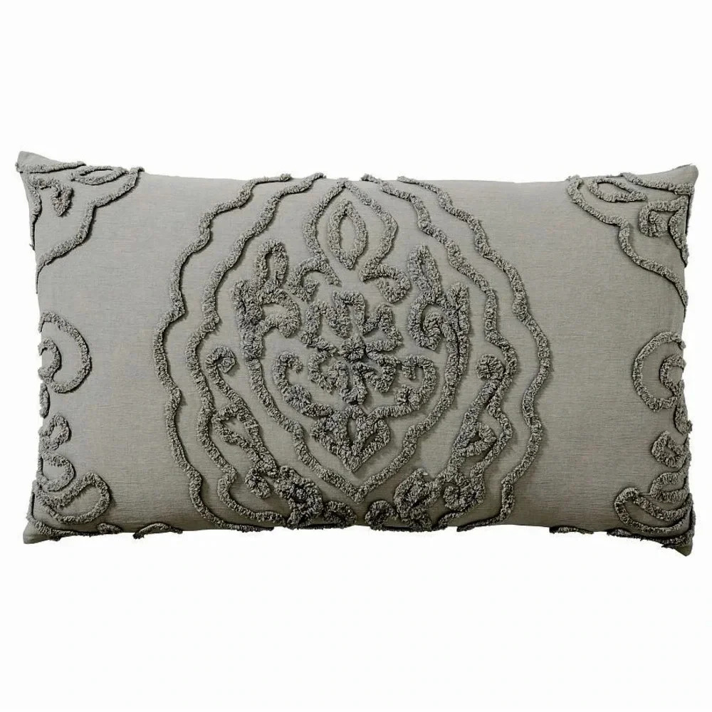 Sateen Sham Embroidery Gray - King Size- NEW - Renee Candlewick Pottery Barn